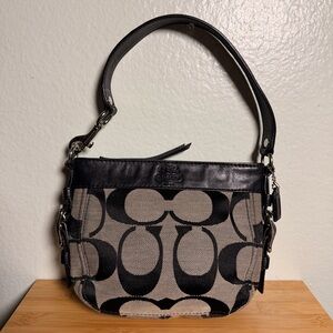 Coach Black and Gray Signature Shoulder Bag